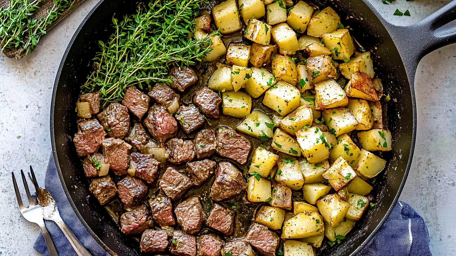 The Best Garlic Butter Steak Bites and Potatoes