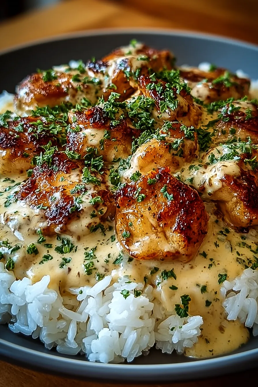 Creamy Smothered Chicken and Rice