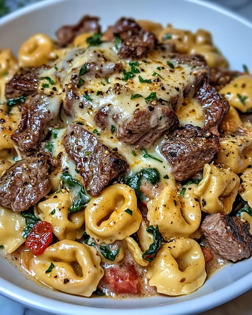 Creamy Tuscan Spinach & Steak Bites Tortellini Recipe