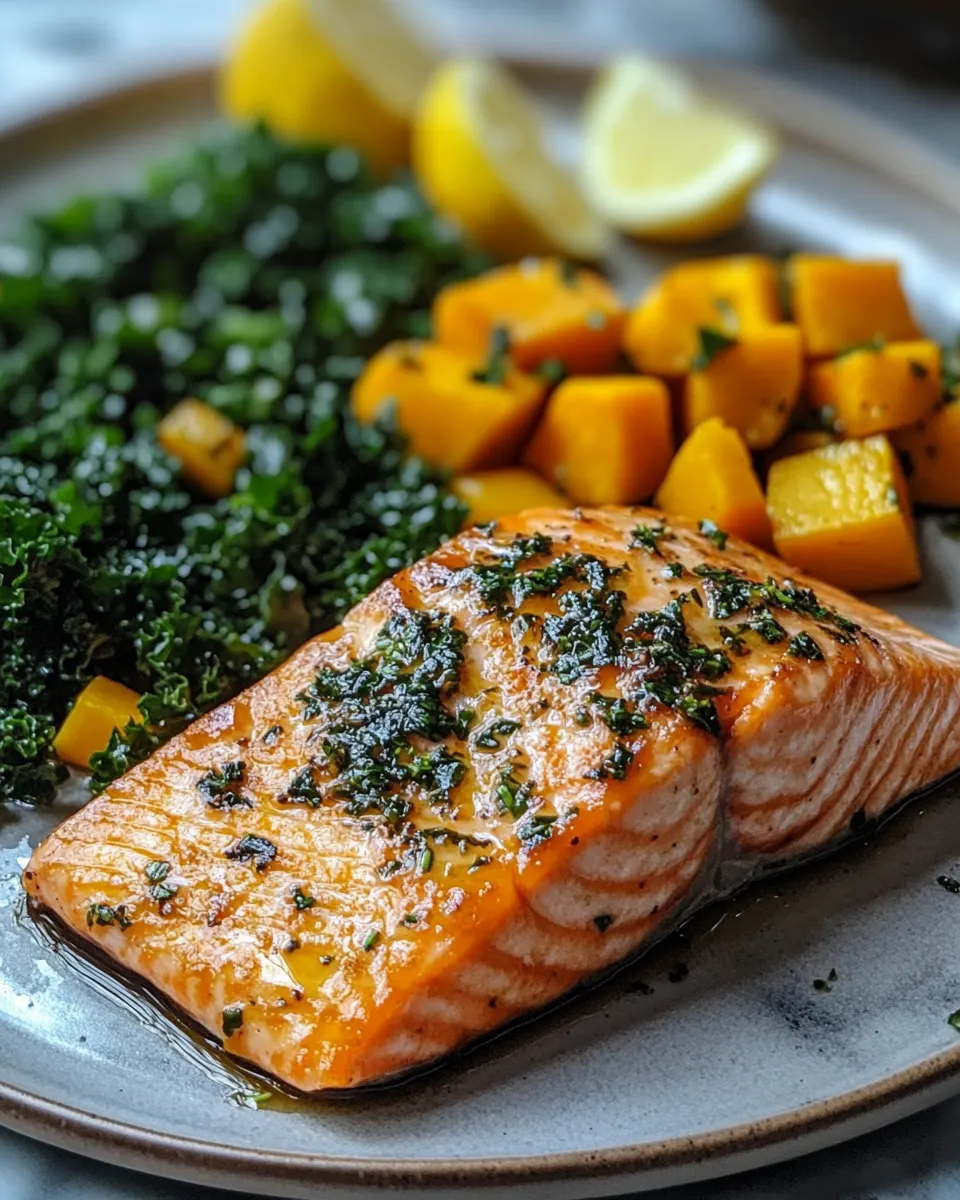 Sheet Pan Maple Herb Salmon with Fall Greens Recipe
