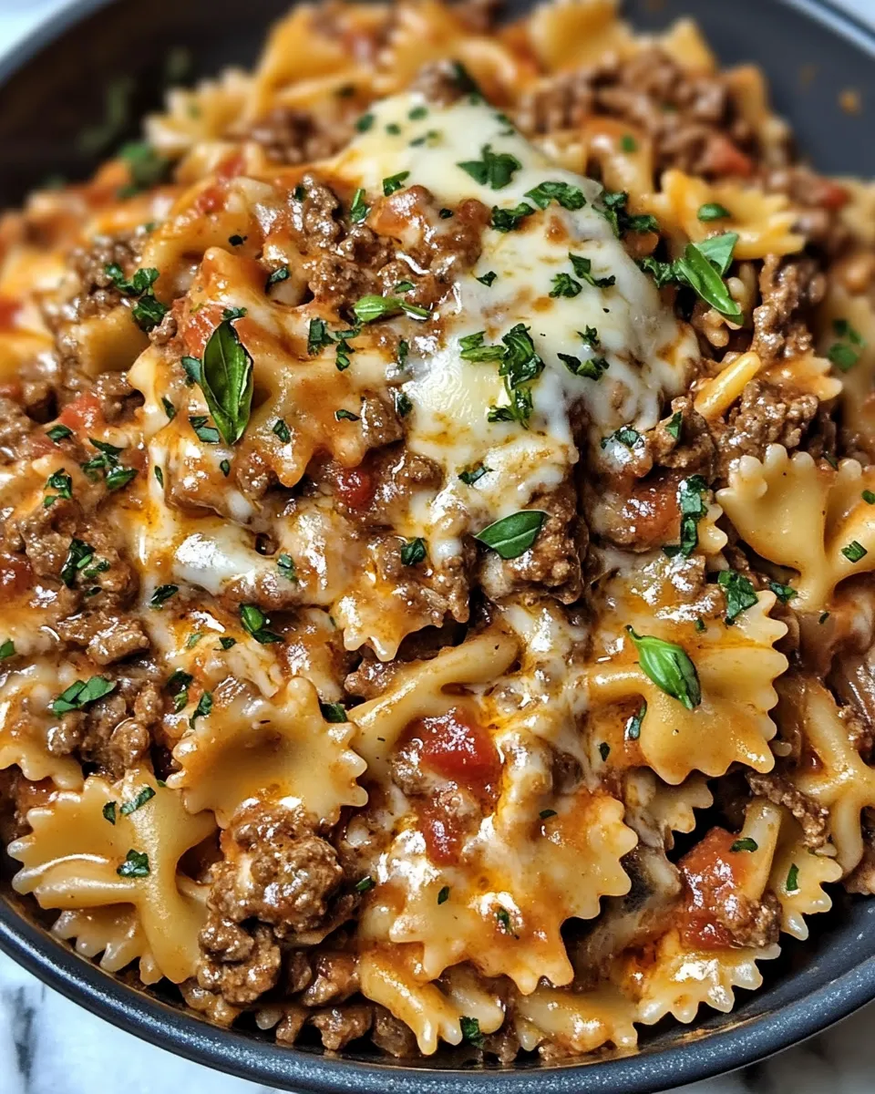 Cheesy Velveeta Bowtie Pasta with Italian Beef Marinara Recipe