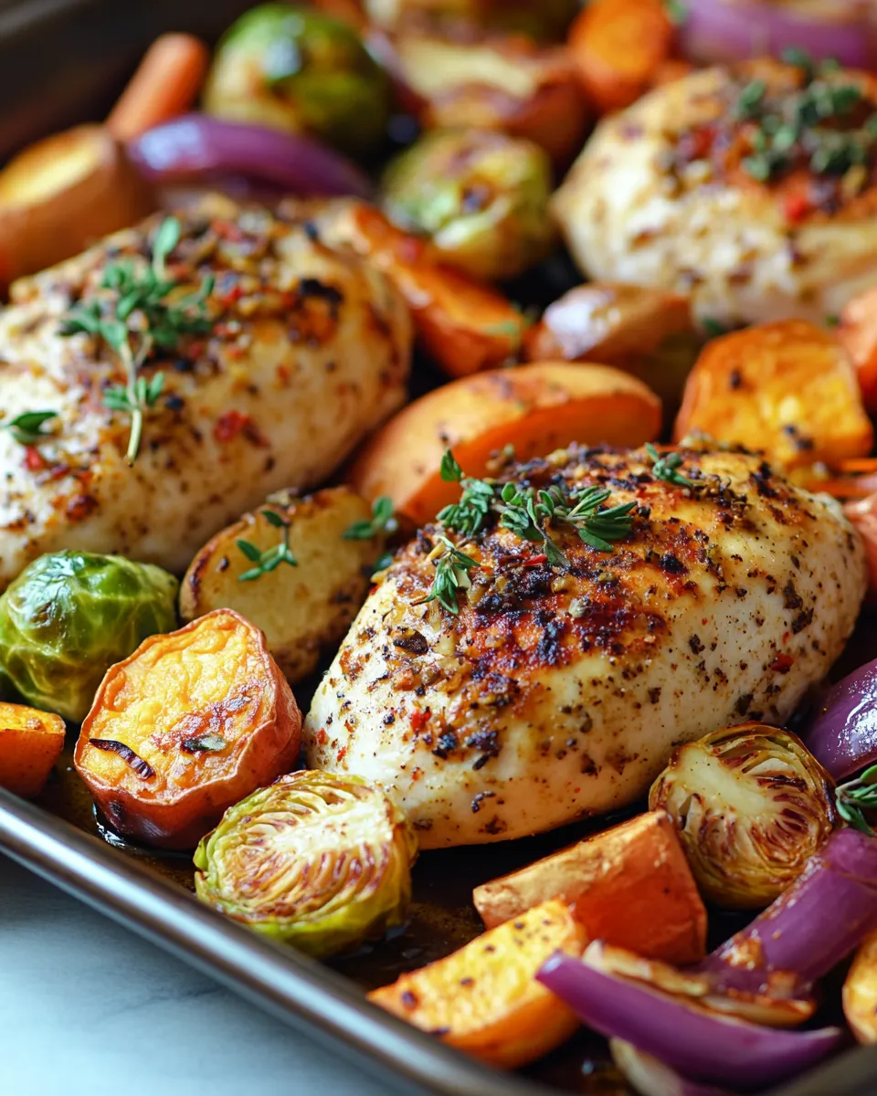 Fall Harvest Veggie Sheet Pan with Herbed Chicken Recipe