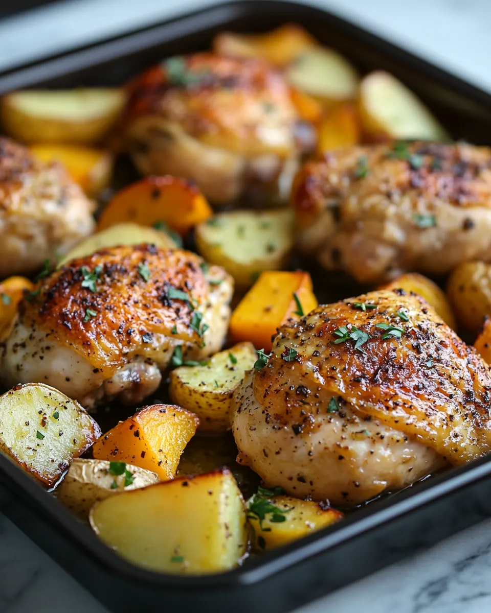 Sheet Pan Roasted Chicken with Pumpkin & Potatoes Recipe
