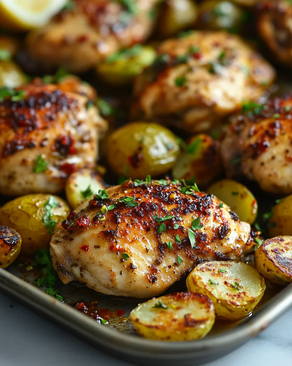 Honey Lemon Chicken & Brussels Sheet Pan Dinner Recipe