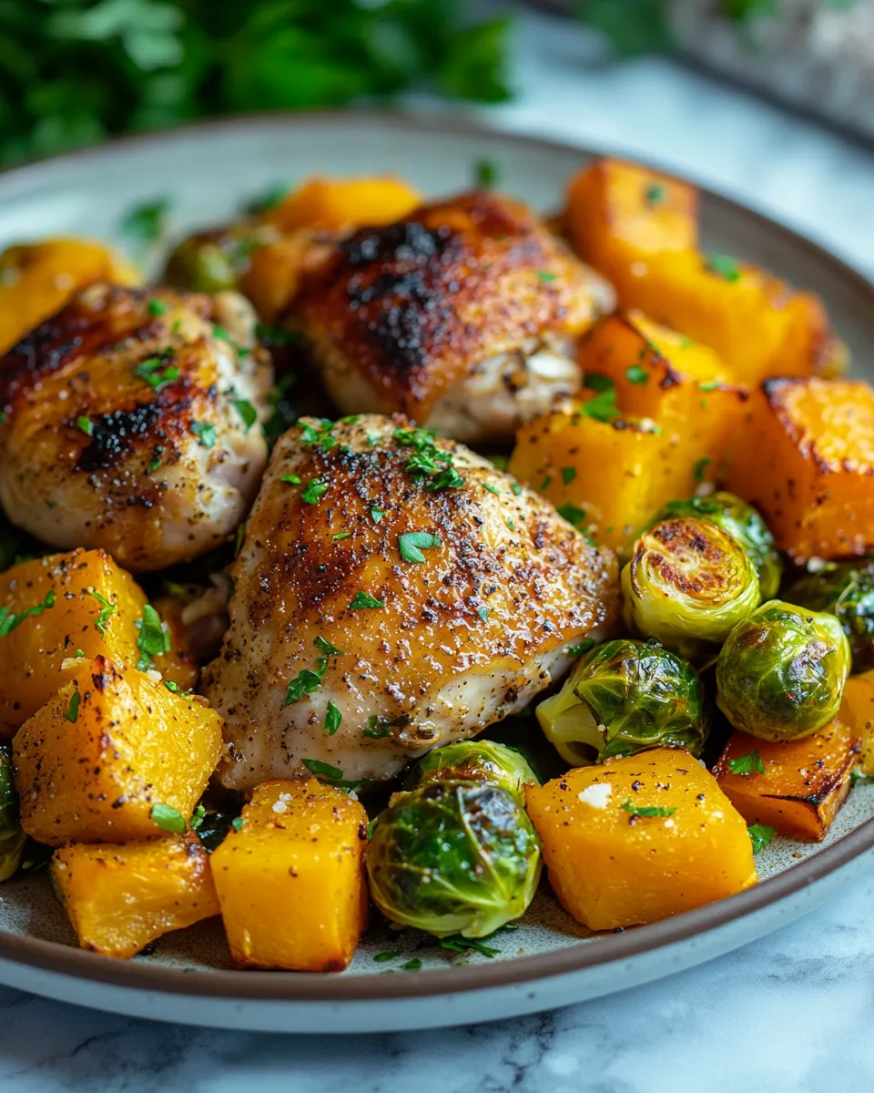 Sheet Pan Chicken with Brussels Sprouts & Squash Recipe