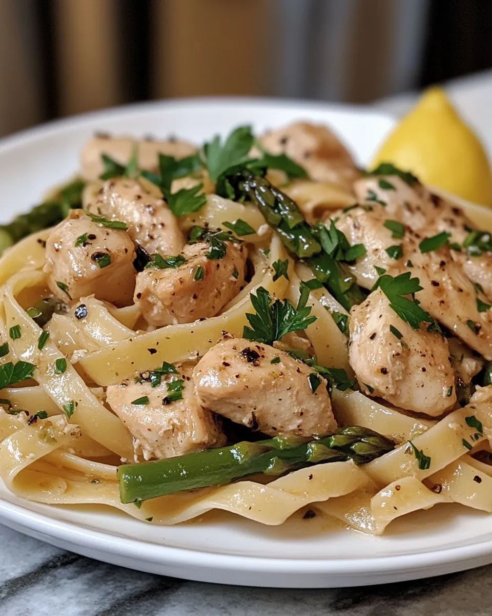 Lemon Herb Chicken & Asparagus Fettuccine Recipe