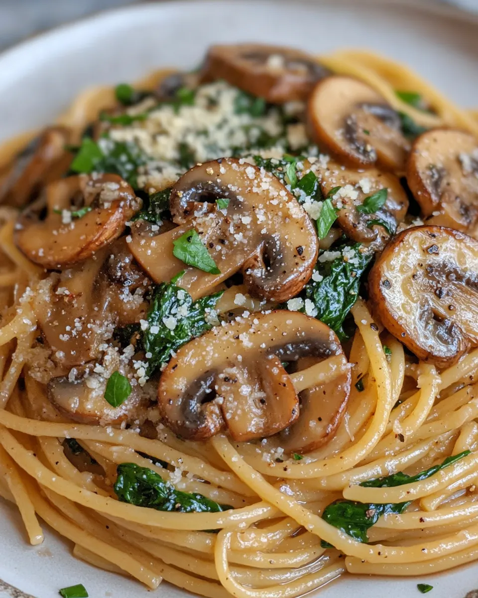 Balsamic Glazed Mushroom & Spinach Linguine Recipe