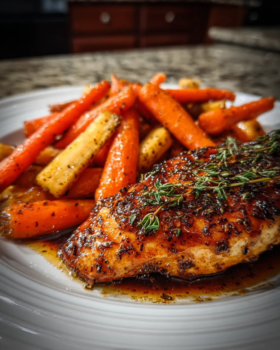 The Perfect Honey Dijon Baked Chicken with Roasted Carrots Recipe