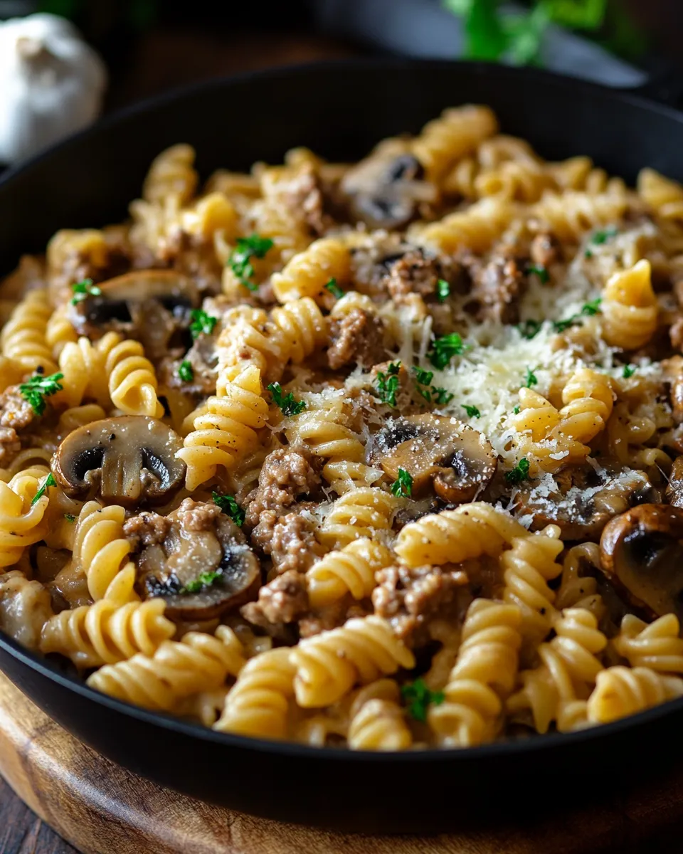 The Best Creamy Turkey & Mushroom Pasta Skillet Recipe