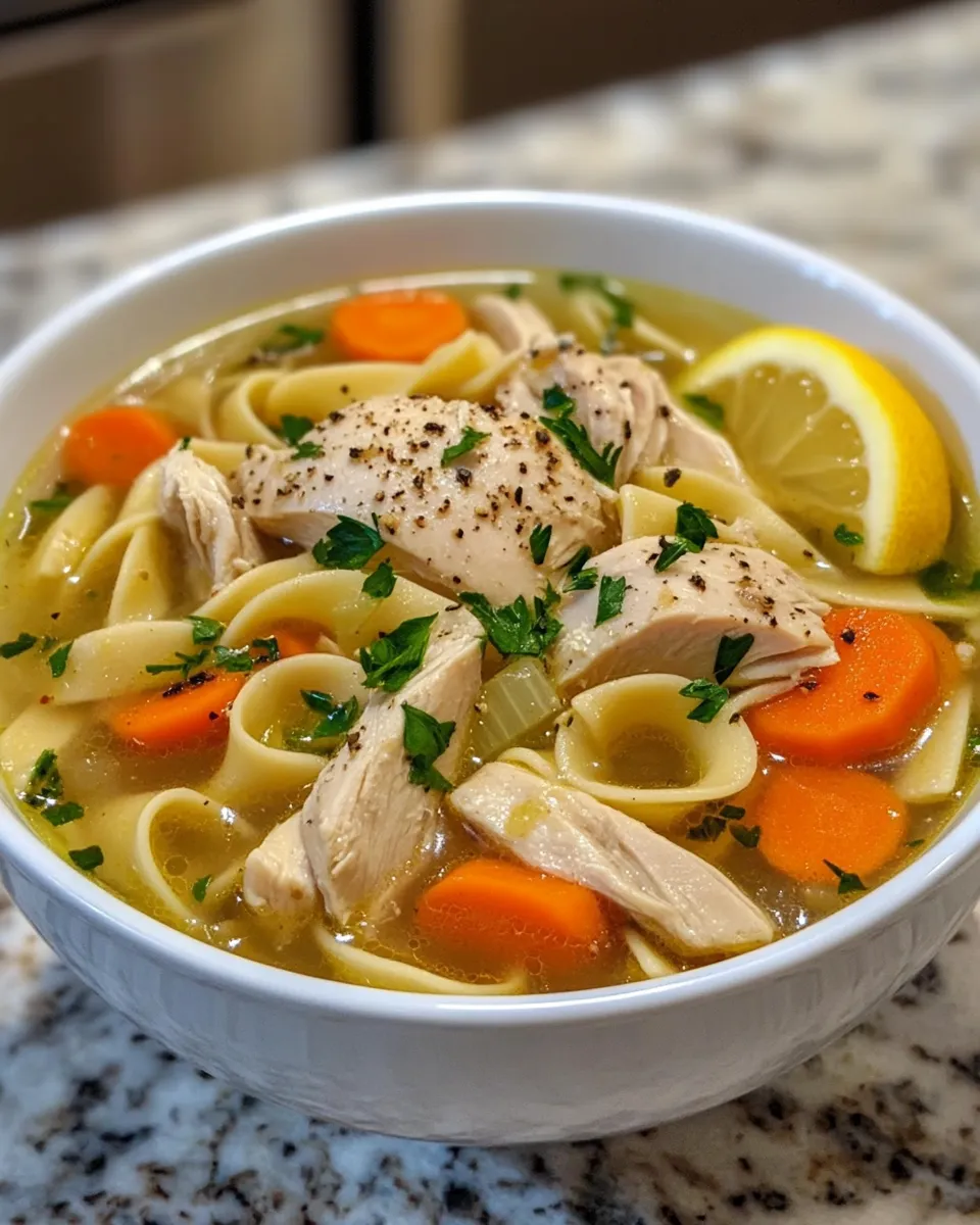 The Best Lemon Garlic Chicken Noodle Soup Recipe