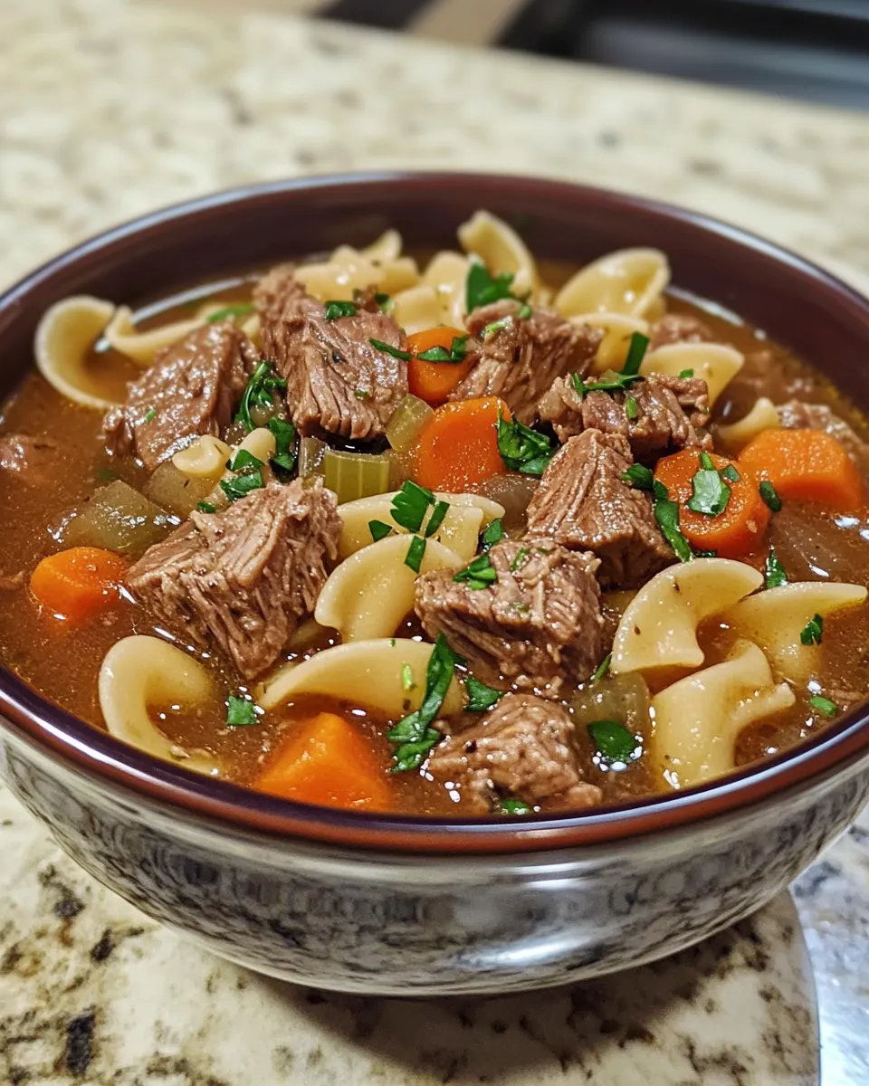 The Best Roasted Garlic Beef Noodle Soup Recipe