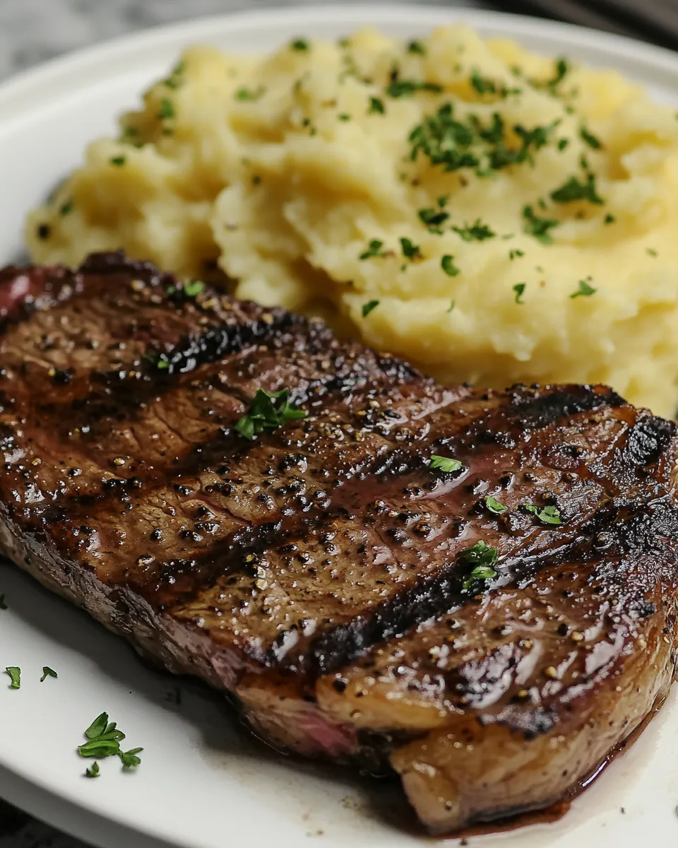 Cowboy Butter Steak with Mashed Potatoes Recipe