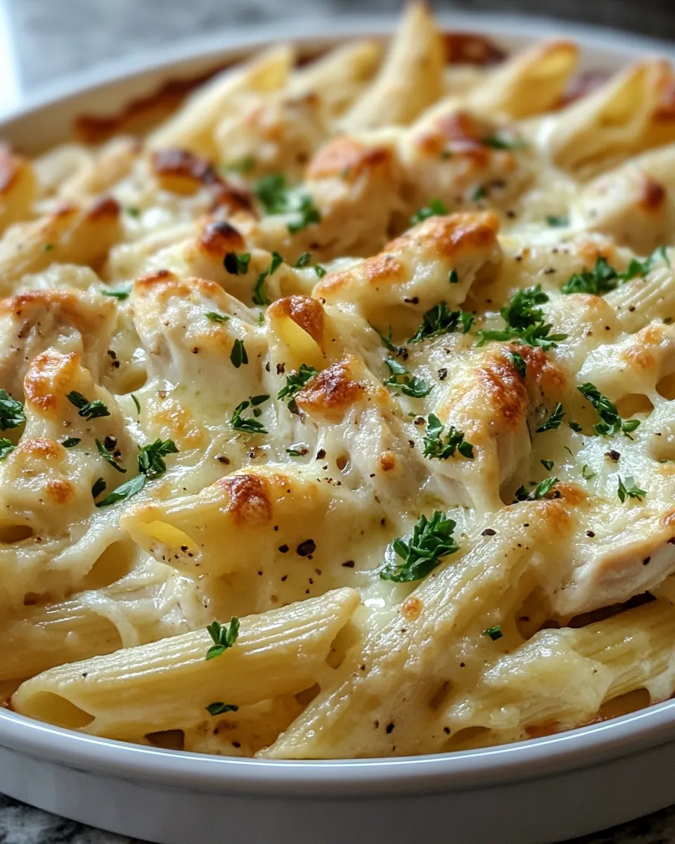Cheesy Garlic Chicken Pasta Bake Recipe