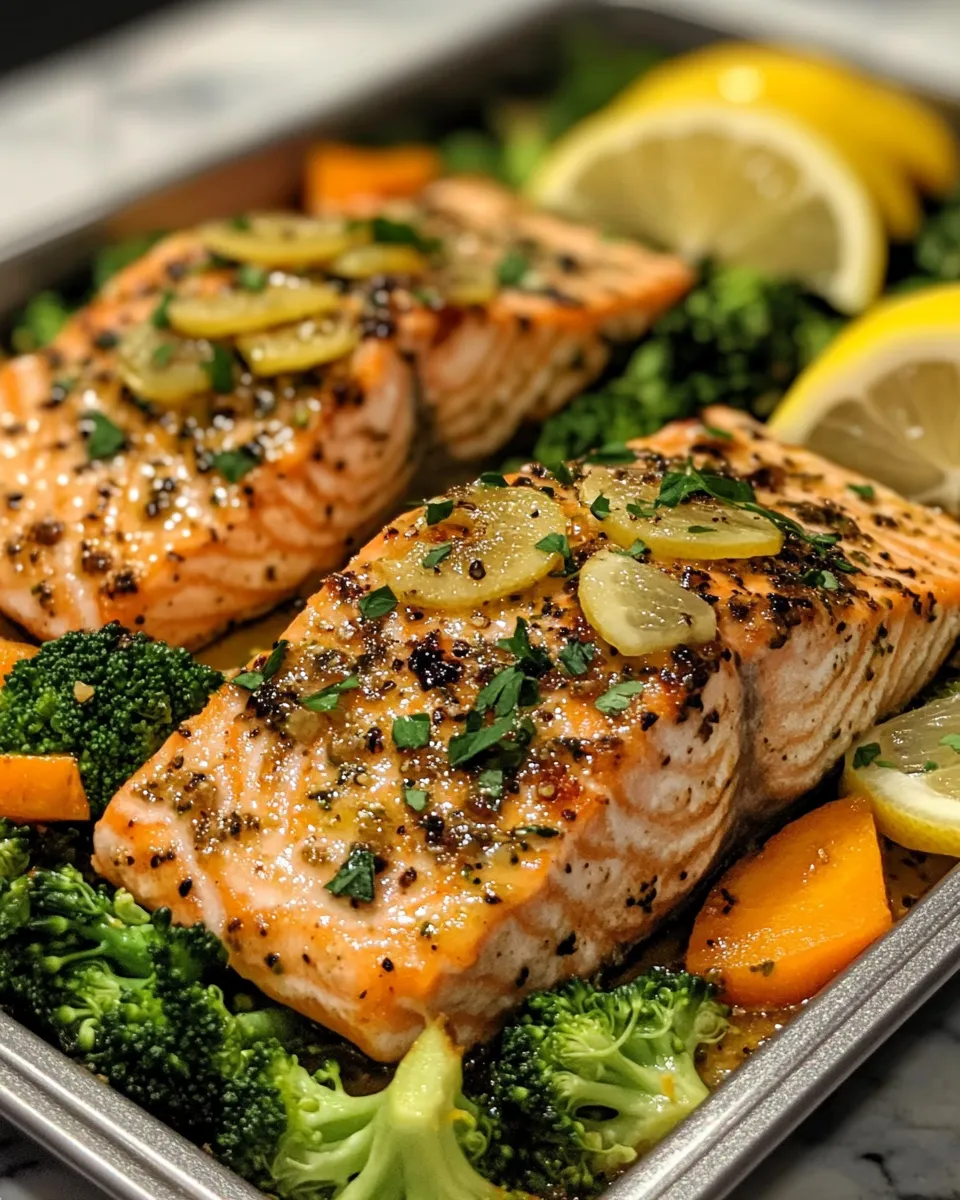 Baked Lemon Garlic Salmon & Veggies Recipe