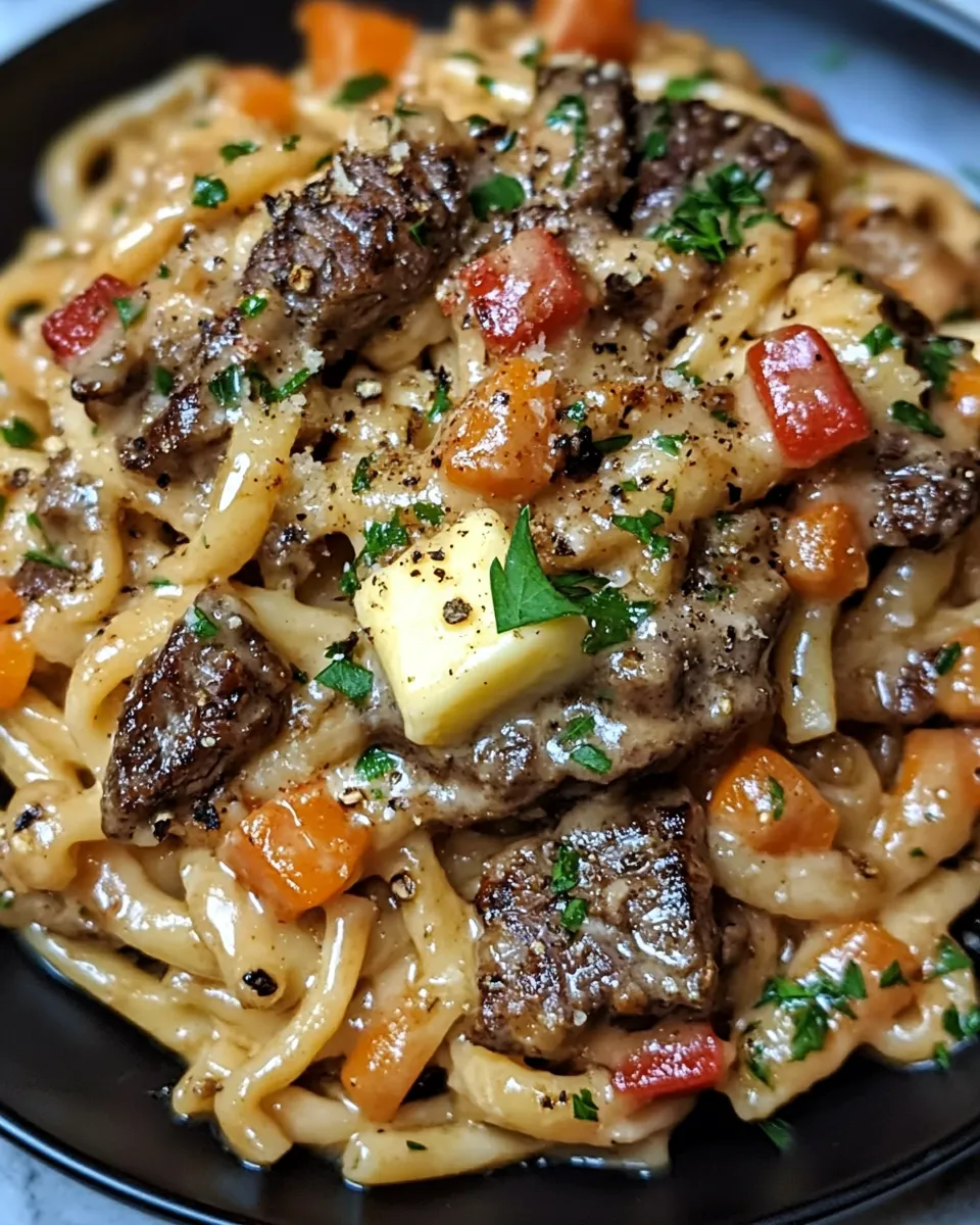 Cowboy Butter Steak Linguine with Roasted Carrots & Garlic Recipe
