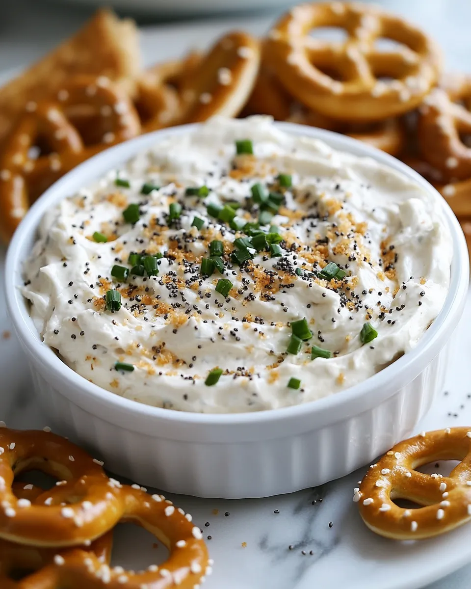Everything Bagel Seasoned Cream Cheese Dip with Pretzels Recipe