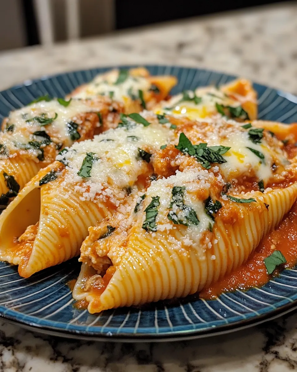 Cheesy Turkey & Spinach Stuffed Shells Recipe