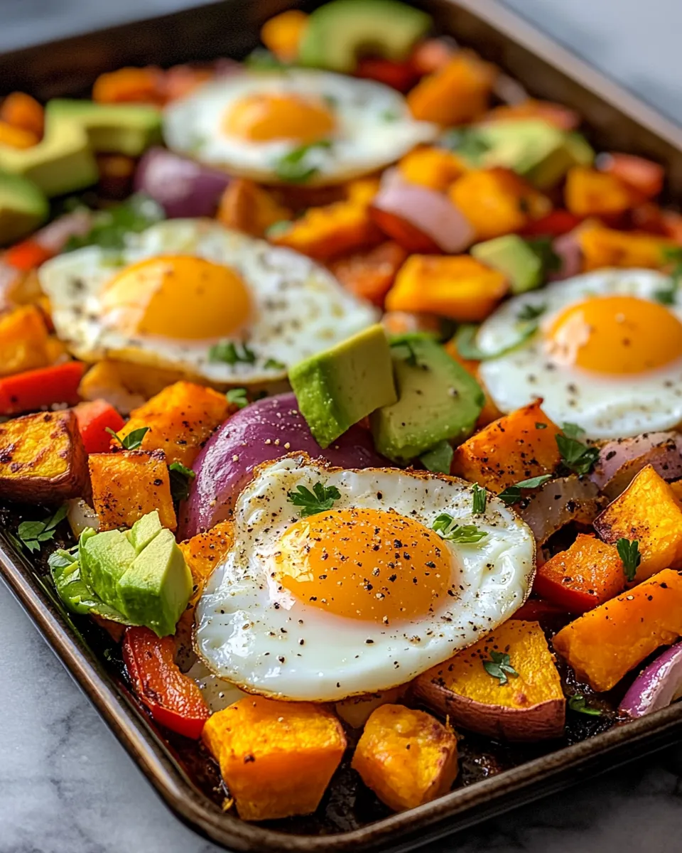 Sheet Pan Sweet Potato Hash with Eggs Recipe