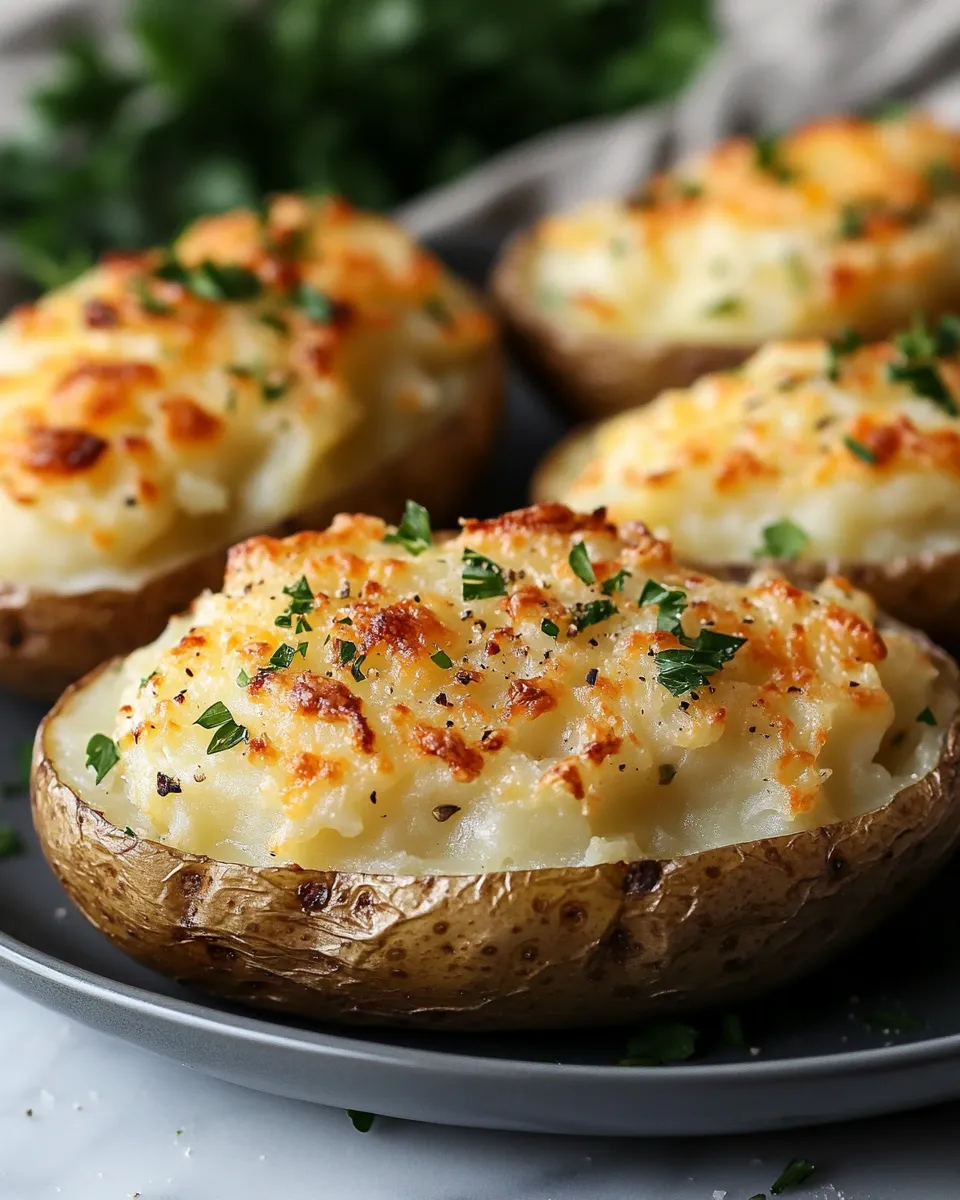 Garlic Herb Twice-Baked Potatoes Recipe