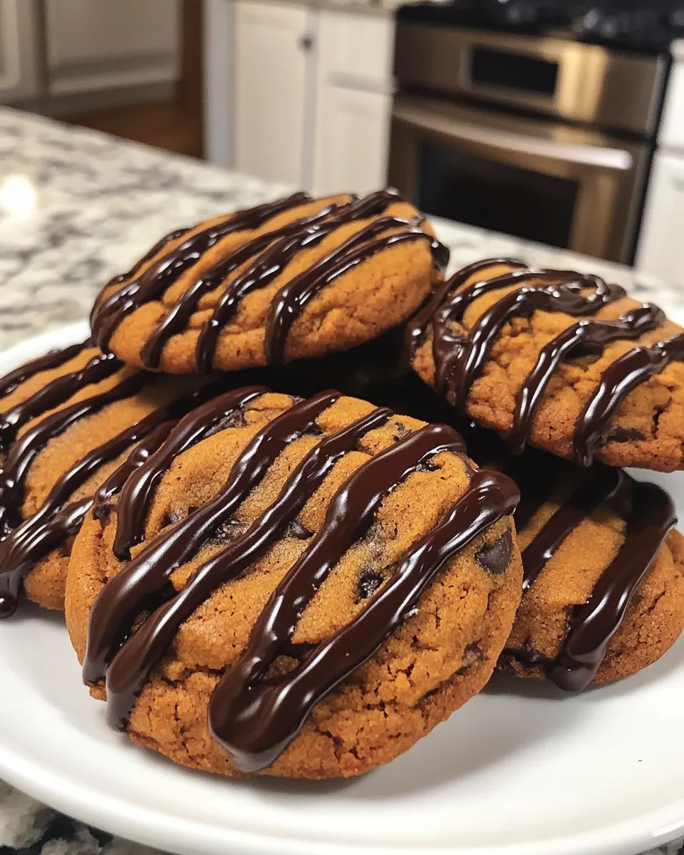 Chocolate Drizzled Pumpkin Cookies Recipe