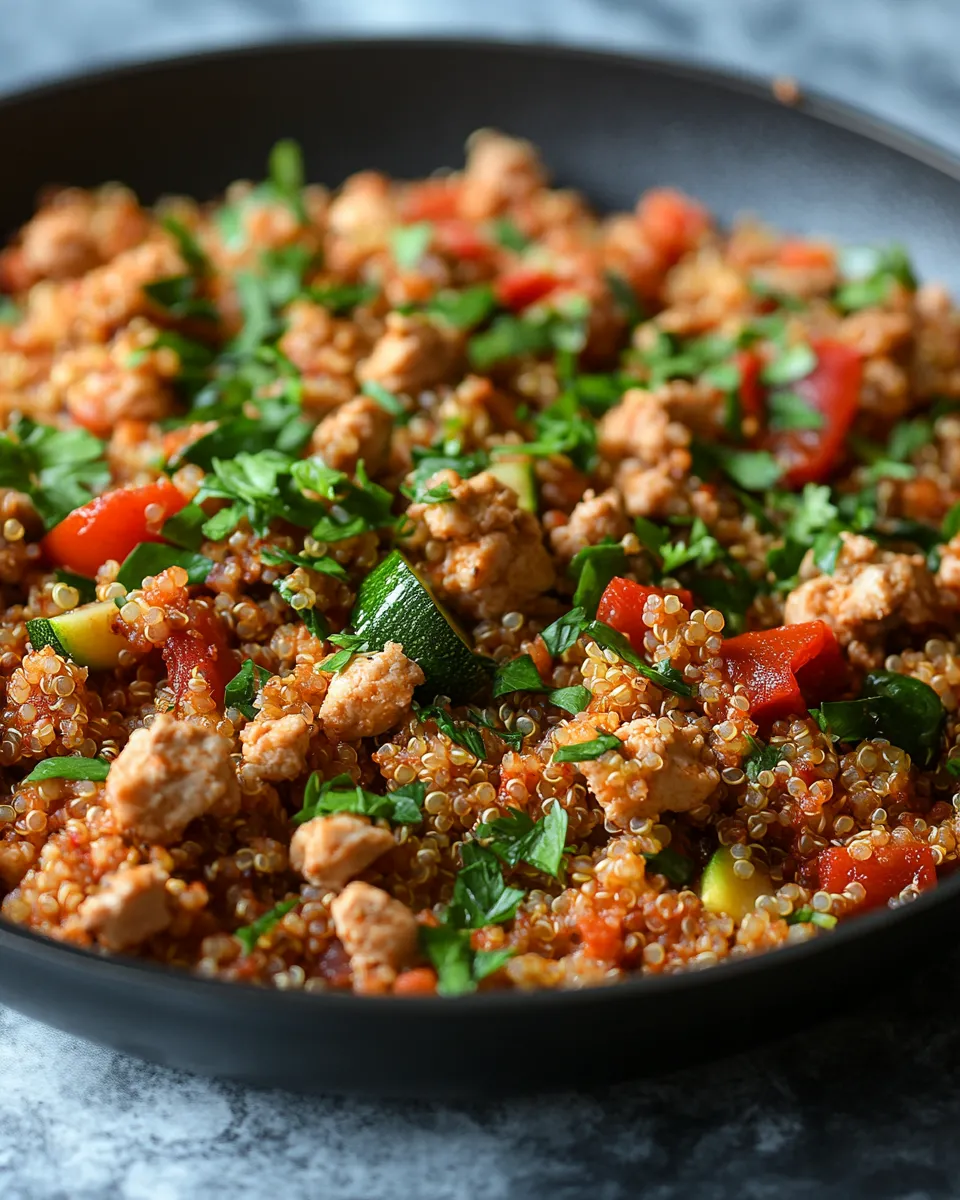 Warm Ground Chicken and Quinoa Skillet Recipe