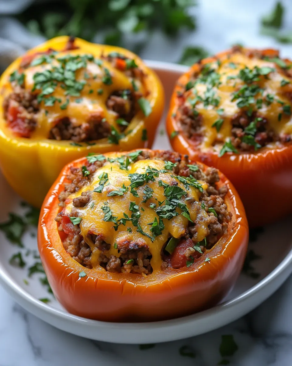Beef & Cheese Stuffed Bell Peppers Recipe