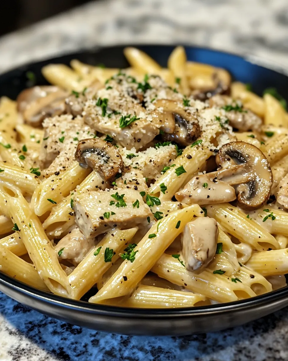 Turkey & Mushroom Alfredo Penne Recipe