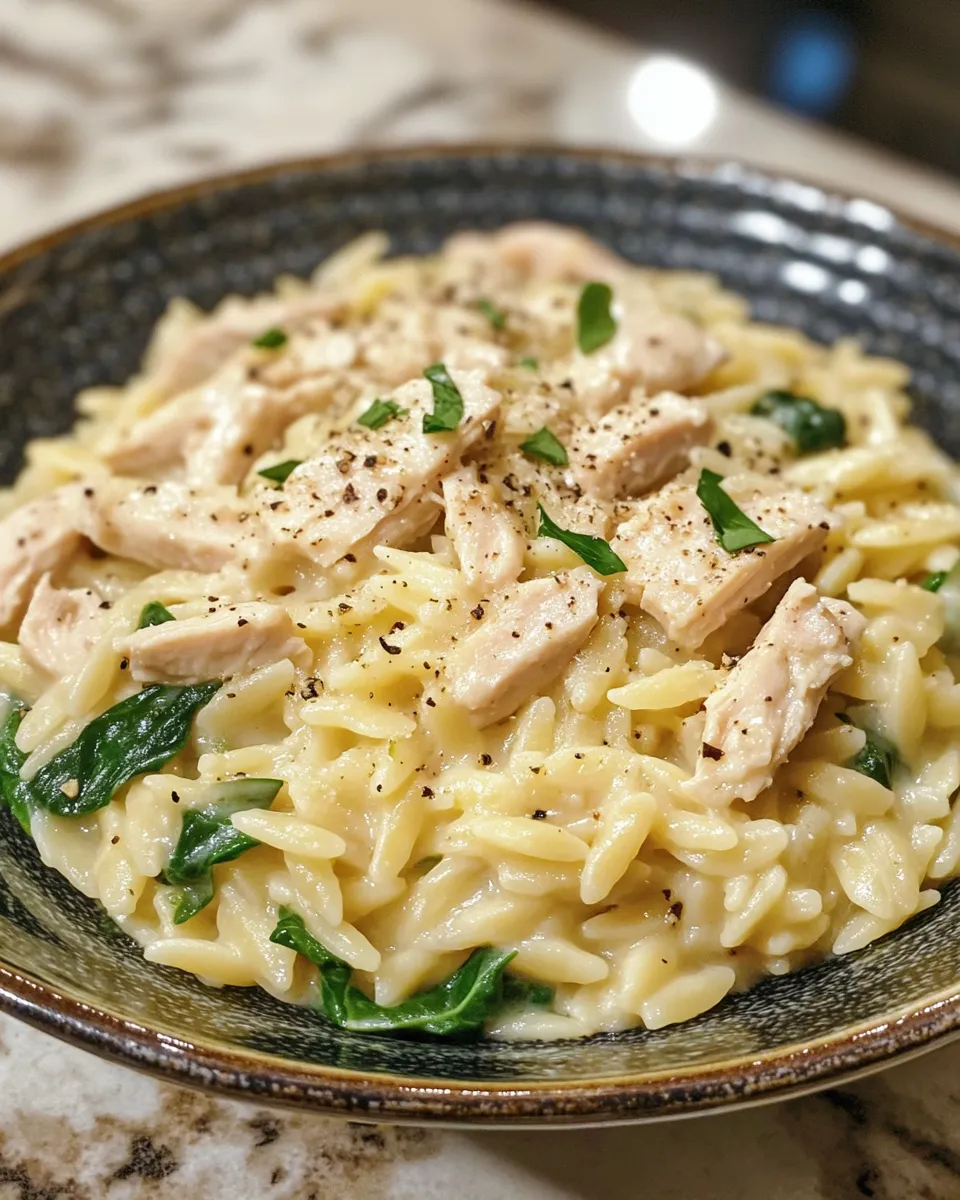 Turkey & Spinach Creamy Orzo Recipe