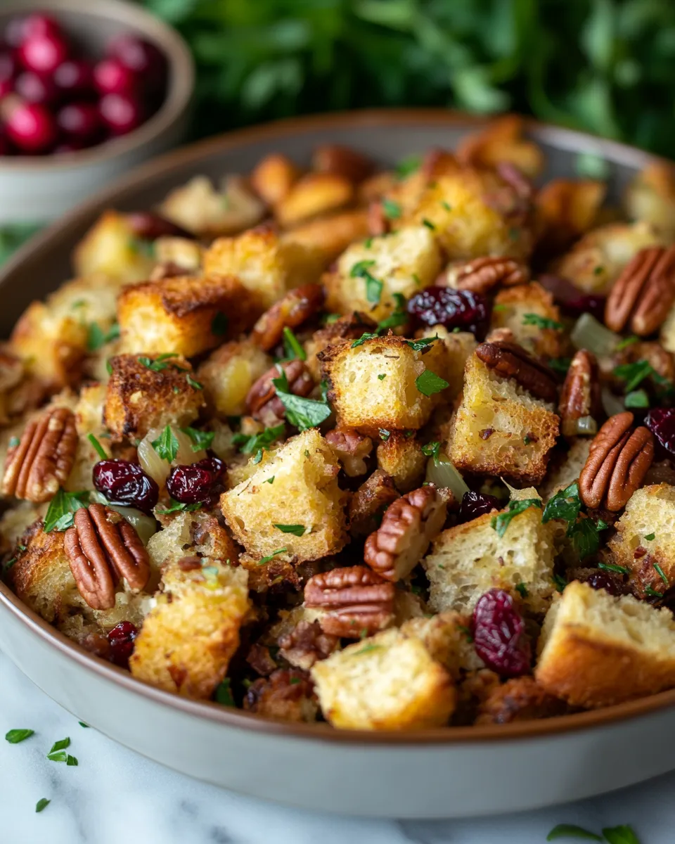 Tangy Cranberry Orange & Pecan Stuffing Recipe