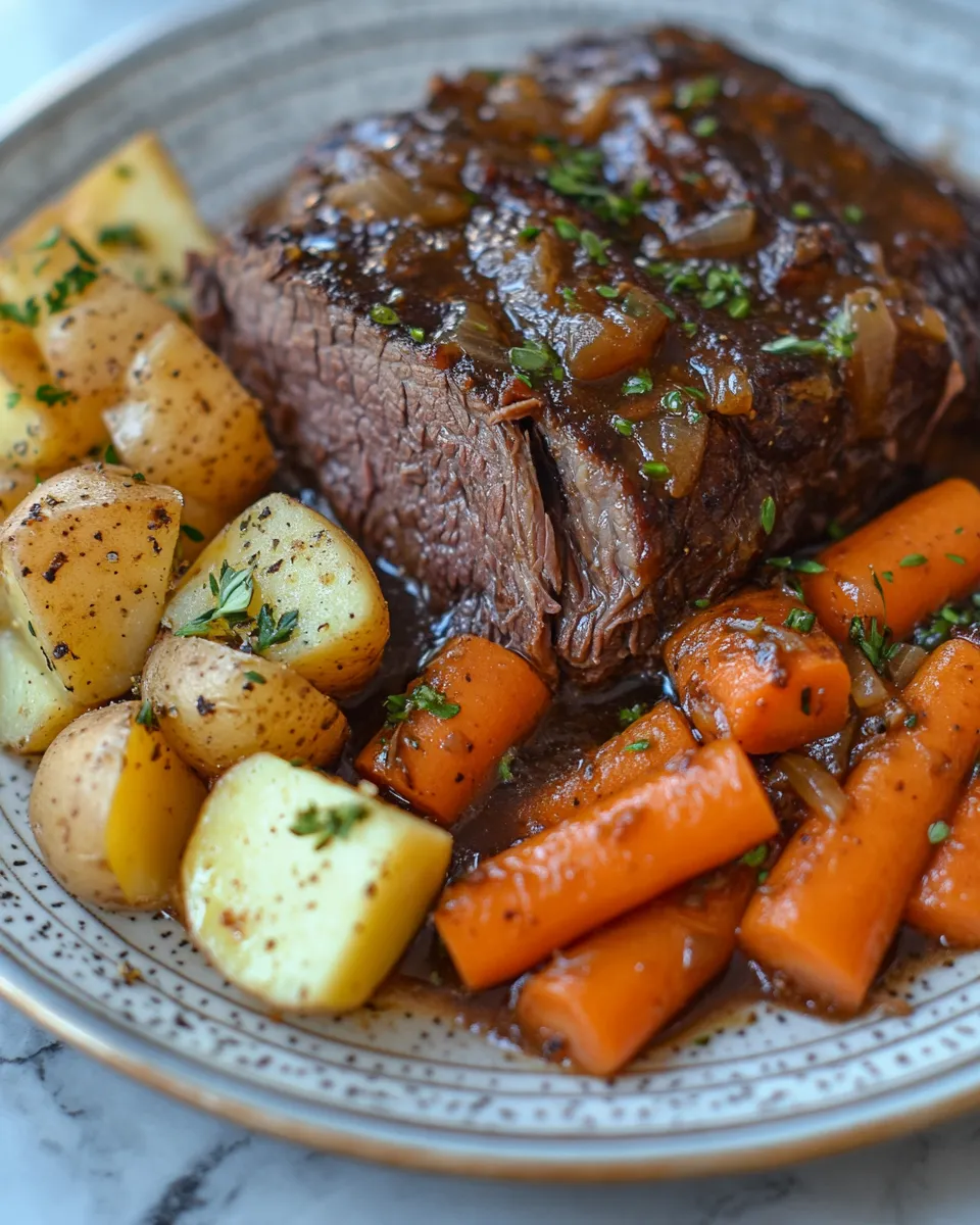 Slow-Cooked Beef Pot Roast with Carrots and Potatoes Recipe