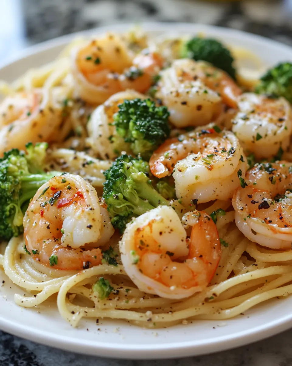 Garlic Butter Shrimp & Broccoli Pasta Recipe