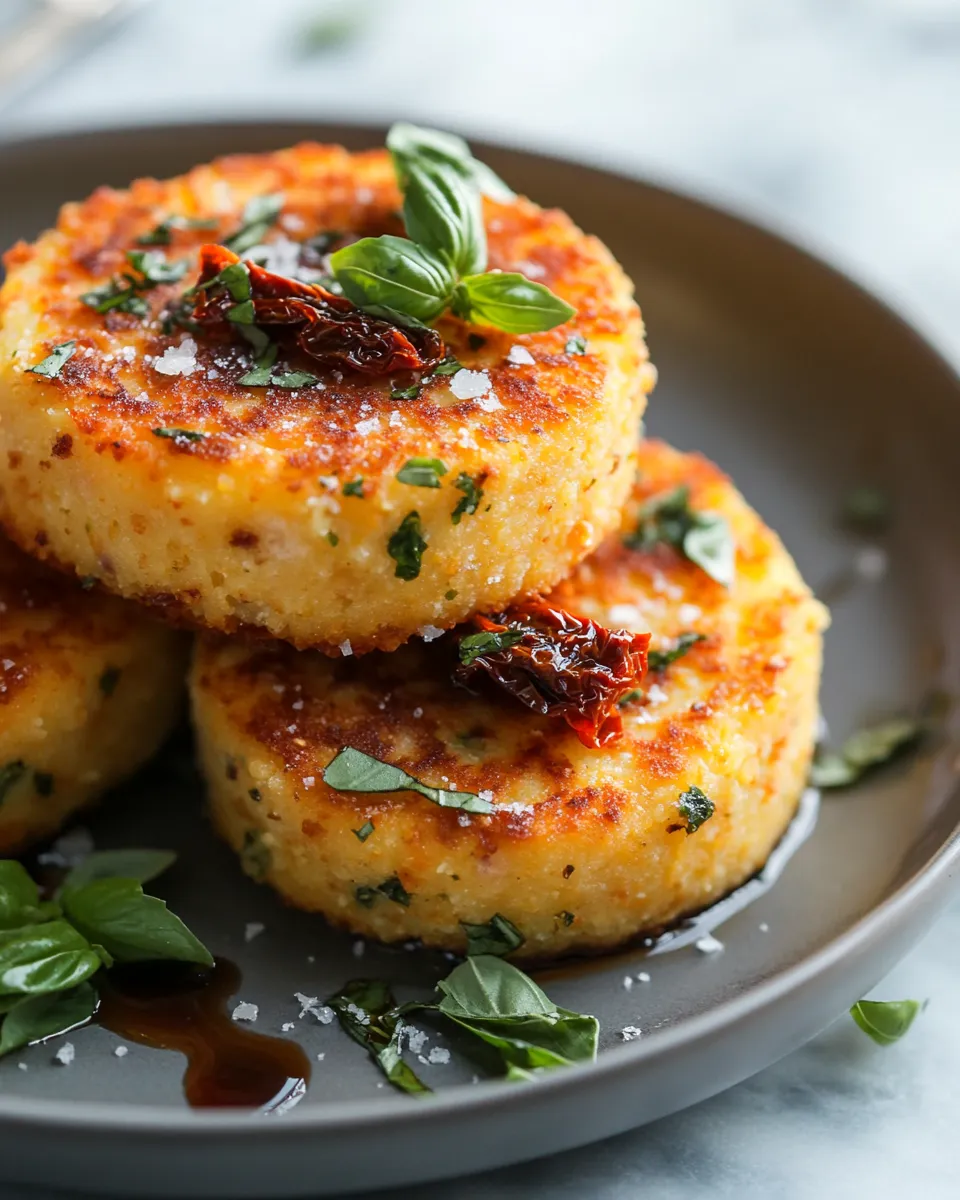 Sun-Dried Tomato & Basil Polenta Cakes Recipe