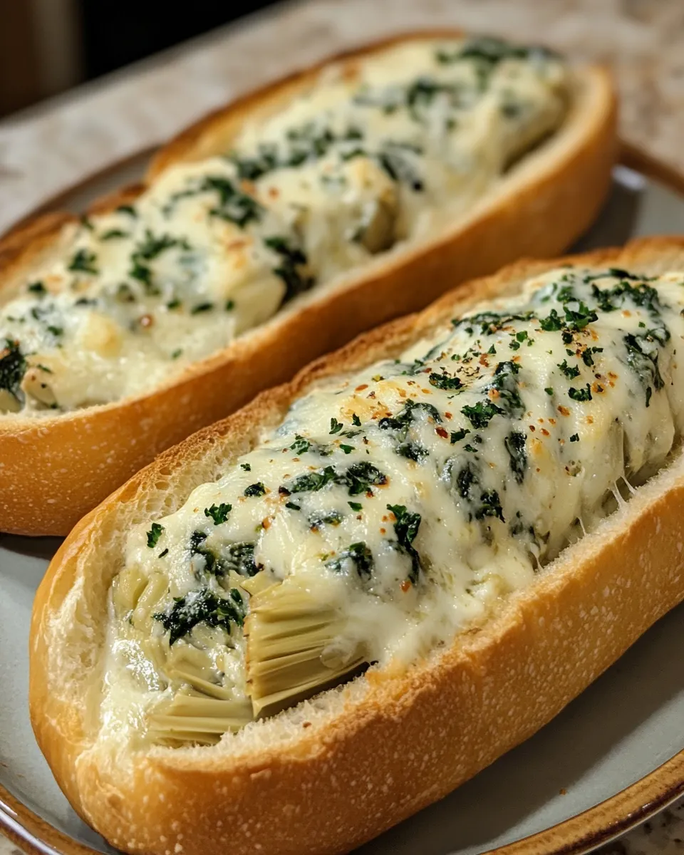 Spinach and Artichoke Dip Stuffed French Bread Recipe