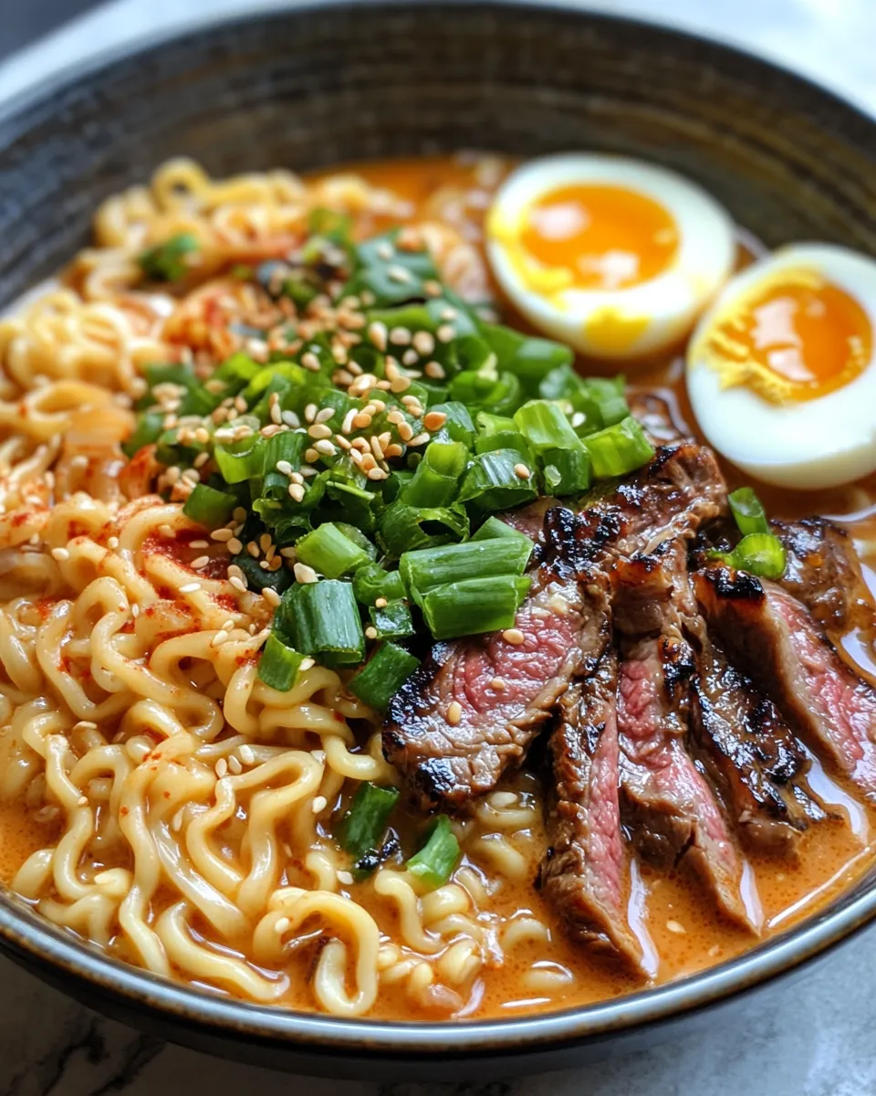 Savory & Spicy Korean Ramen with Creamy Beef Sauce