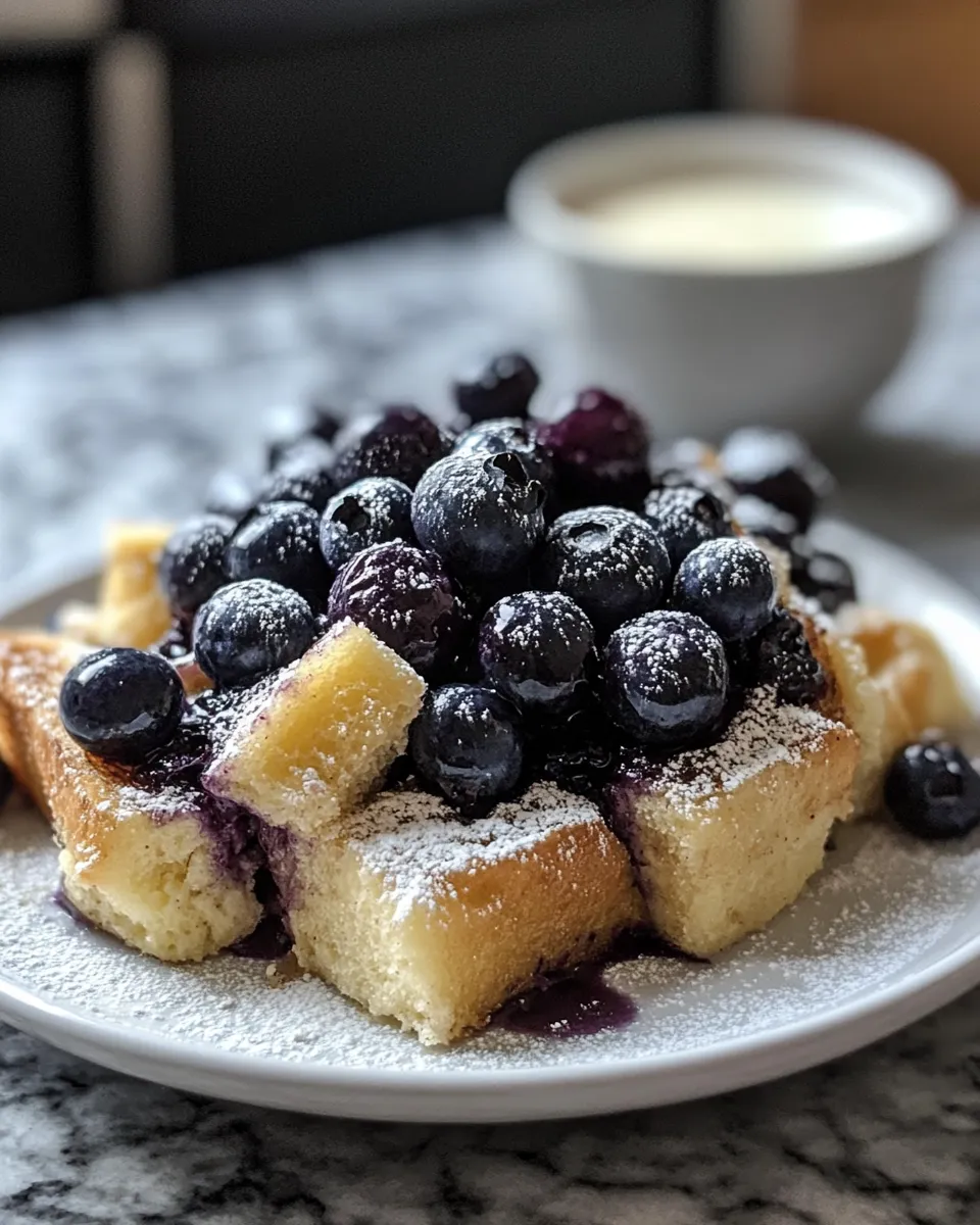 Simple & Irresistible Creamy Vanilla Blueberry Overnight French Toast Casserole