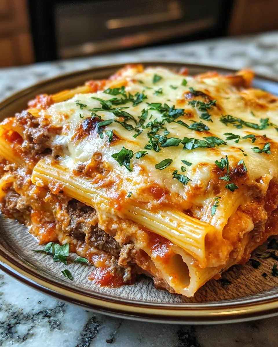 Cheesy, Savory Prime Rib Stuffed Baked Ziti