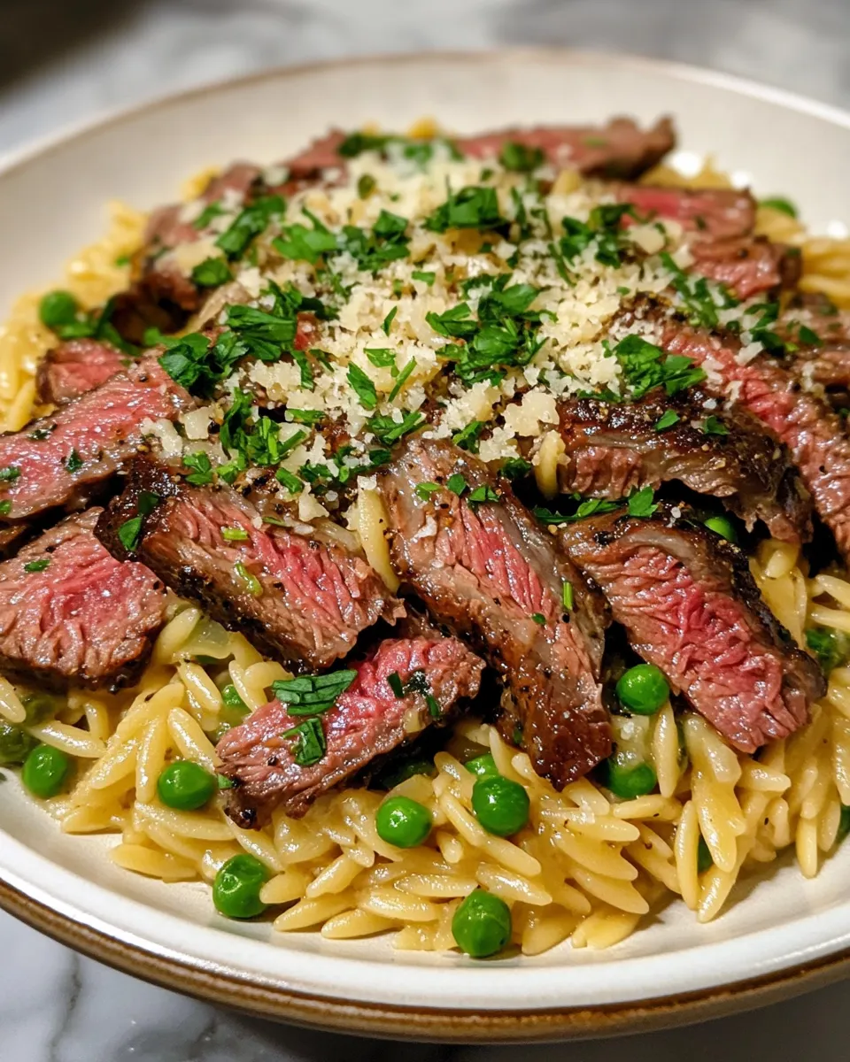 Savory & Cheesy Prime Rib Parmesan Orzo Skillet