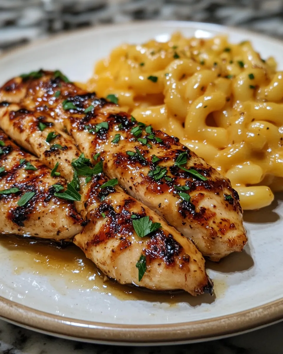 Juicy Honey Garlic Butter Chicken with Cheesy Mac & Cheese