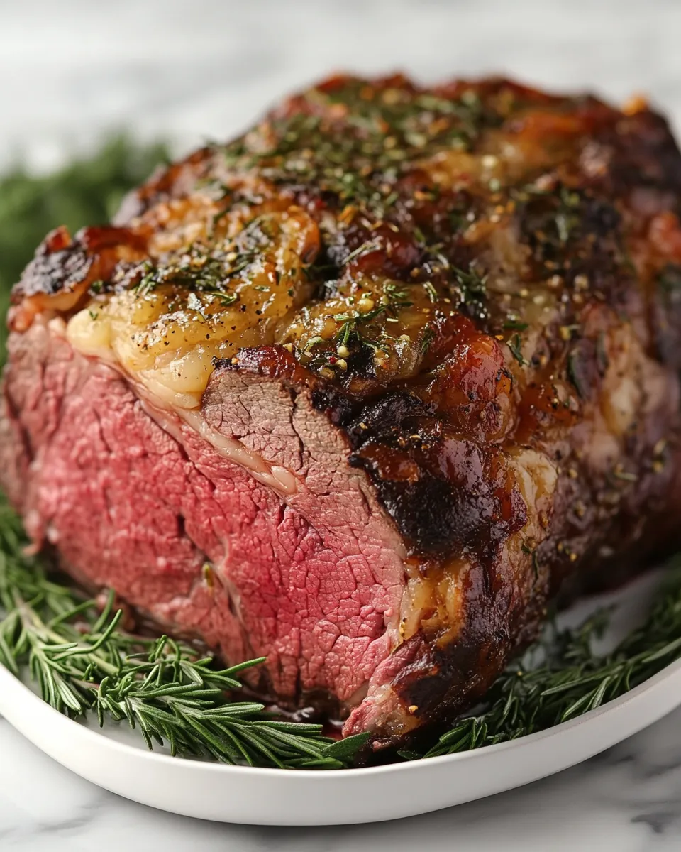 Juicy Garlic and Herb Prime Rib with Pan Drippings
