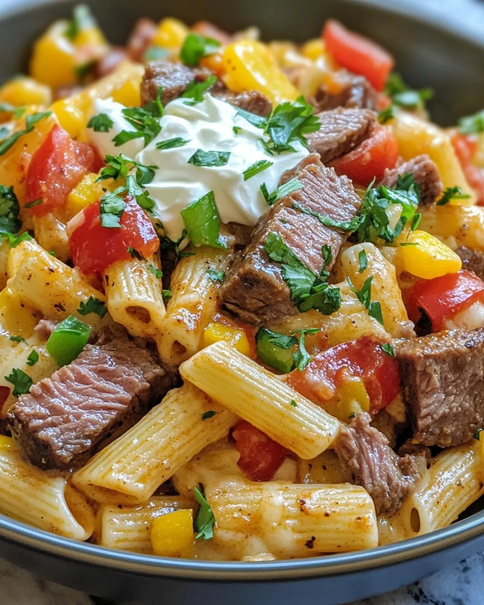 Cheesy & Hearty Prime Rib Southwest Pasta Skillet