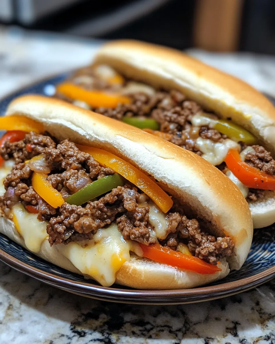 Cheesy Ground Beef Philly Cheesesteaks at Home