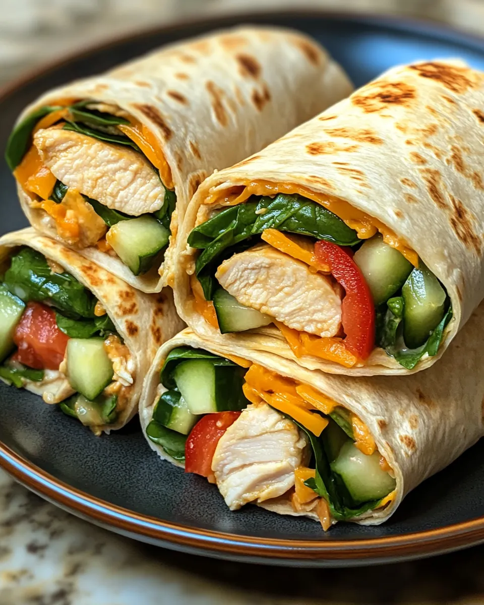 Easy Cheesy Garlic Chicken Wraps with Fresh Veggies