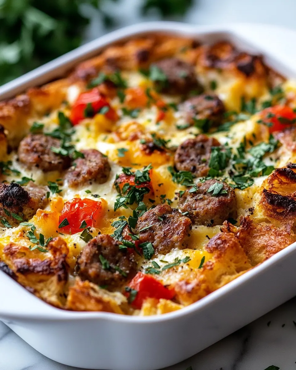 Easy Turkey Sausage and Egg Strata for Brunch