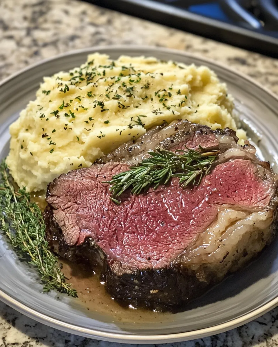 Easy Herb-Garlic Prime Rib with Creamy Mashed Potatoes Recipe
