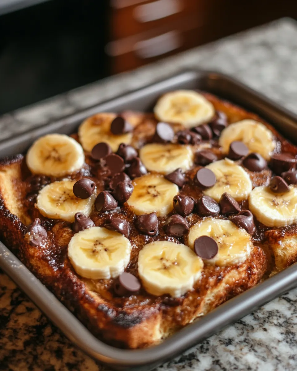 The Best Chocolate Chip Banana French Toast Bake Ever