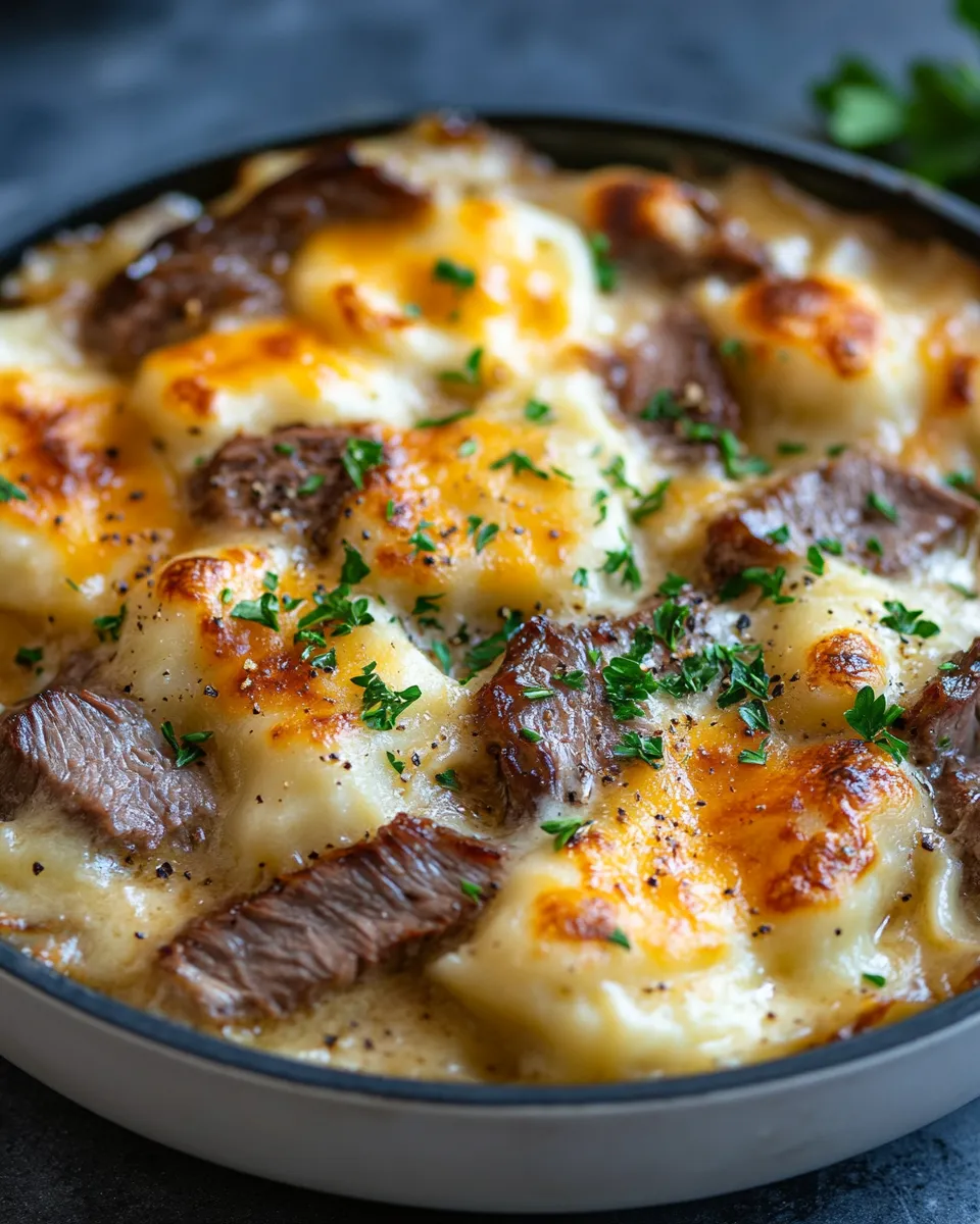 Savory Prime Rib Cheese & Potato Pierogi Skillet for Family Meals