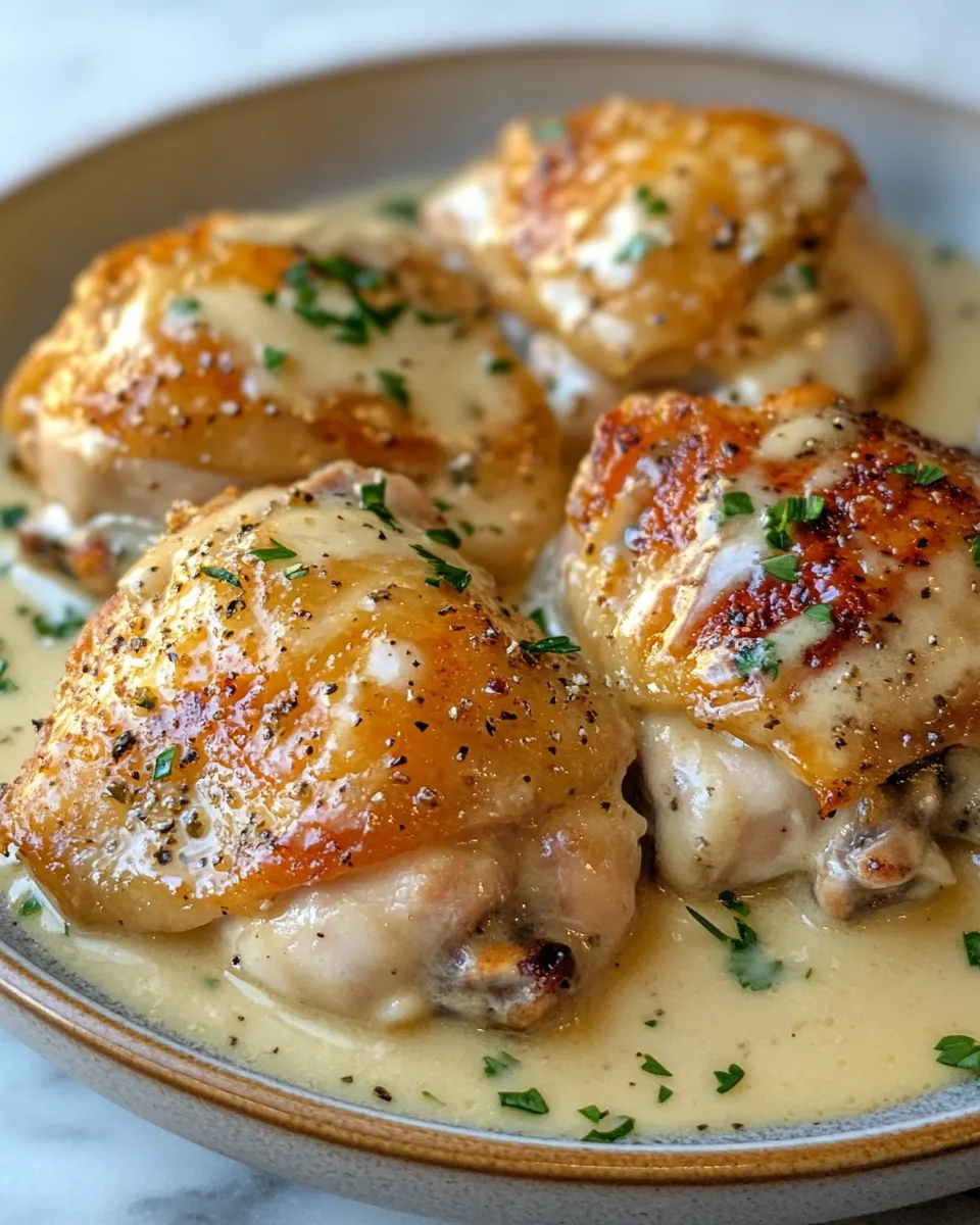 Simple and Creamy Oven Baked Chicken Thighs