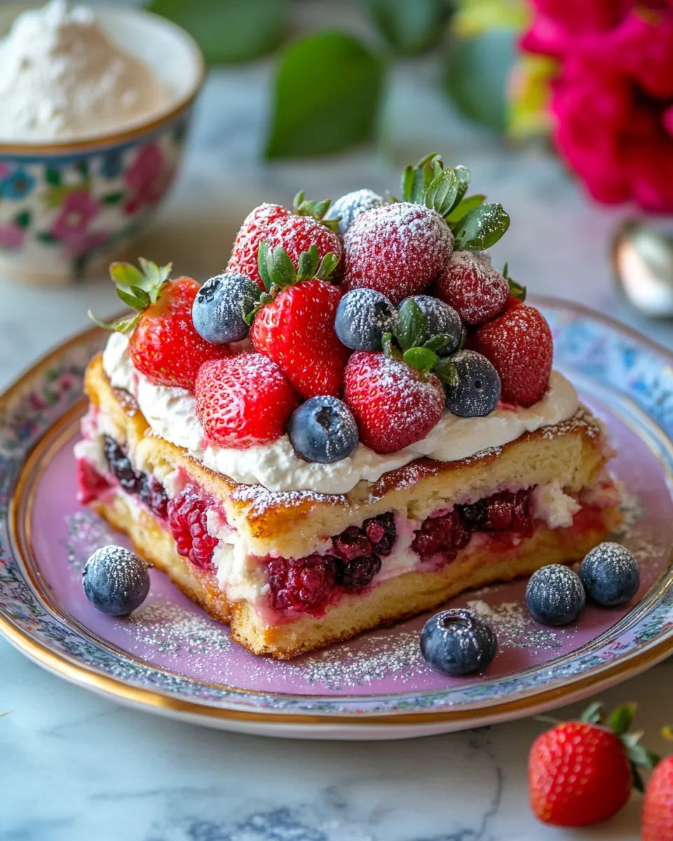 Sweet & Fruity Triple Berry Stuffed French Toast Casserole