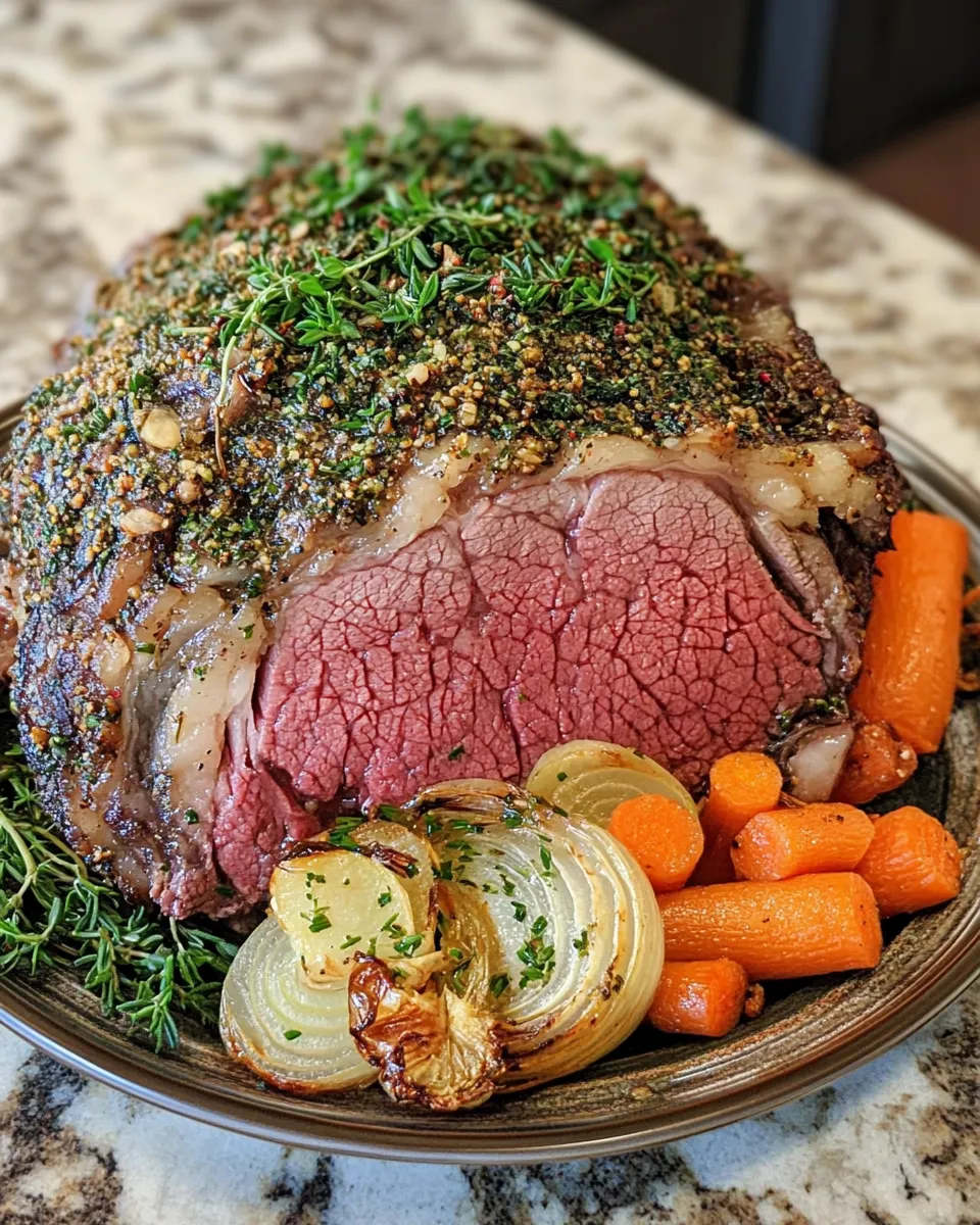 Juicy & Flavorful Garlic Herb Crusted Prime Rib