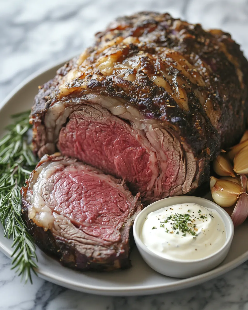 Perfect Slow-Roasted Prime Rib with Creamy Horseradish Sauce